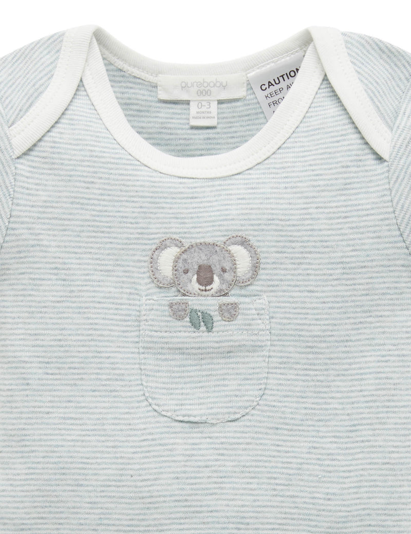 Peekaboo Short Growsuit - Fern Stripe Koala