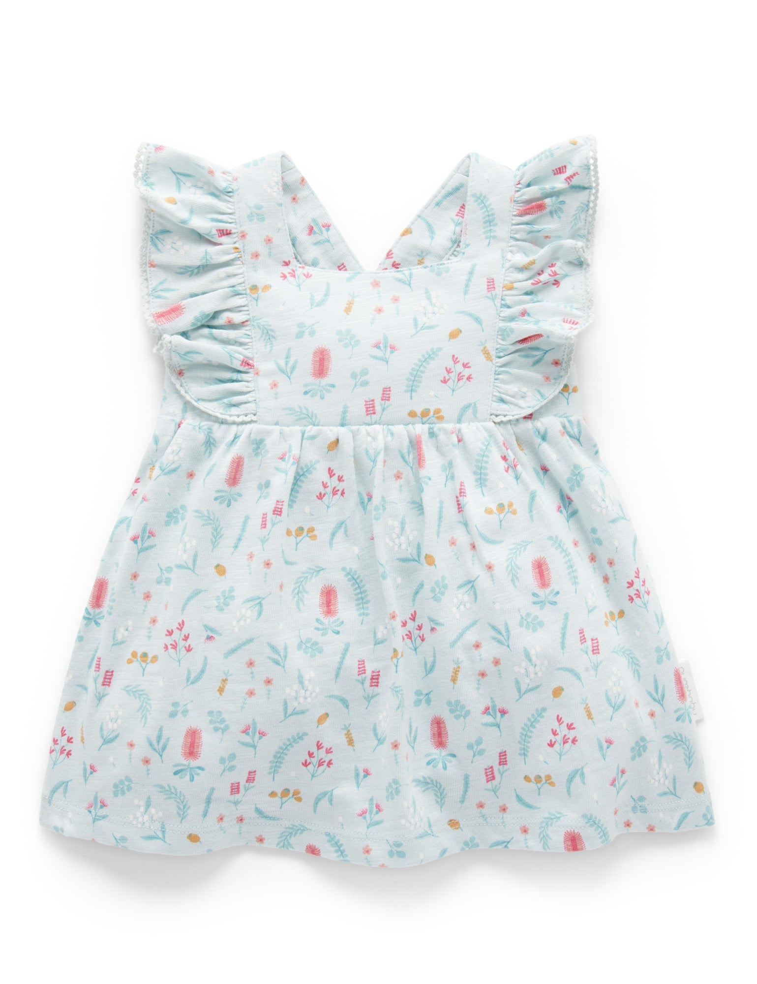 Festive Ruffle Dress - Bottle Brush Print