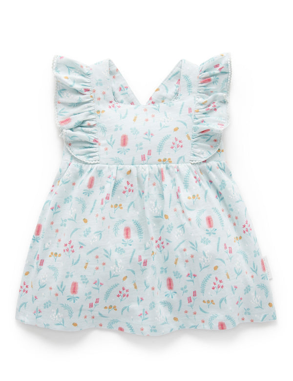 Festive Ruffle Dress - Bottle Brush Print