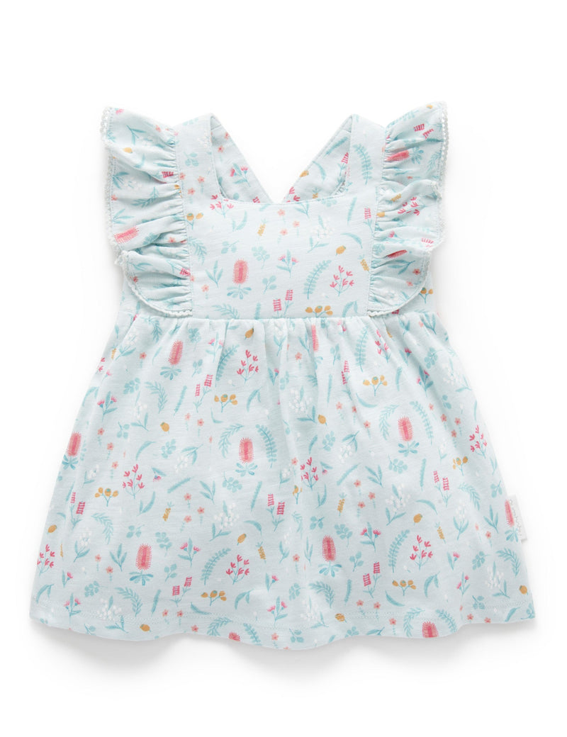 Festive Ruffle Dress - Bottle Brush Print