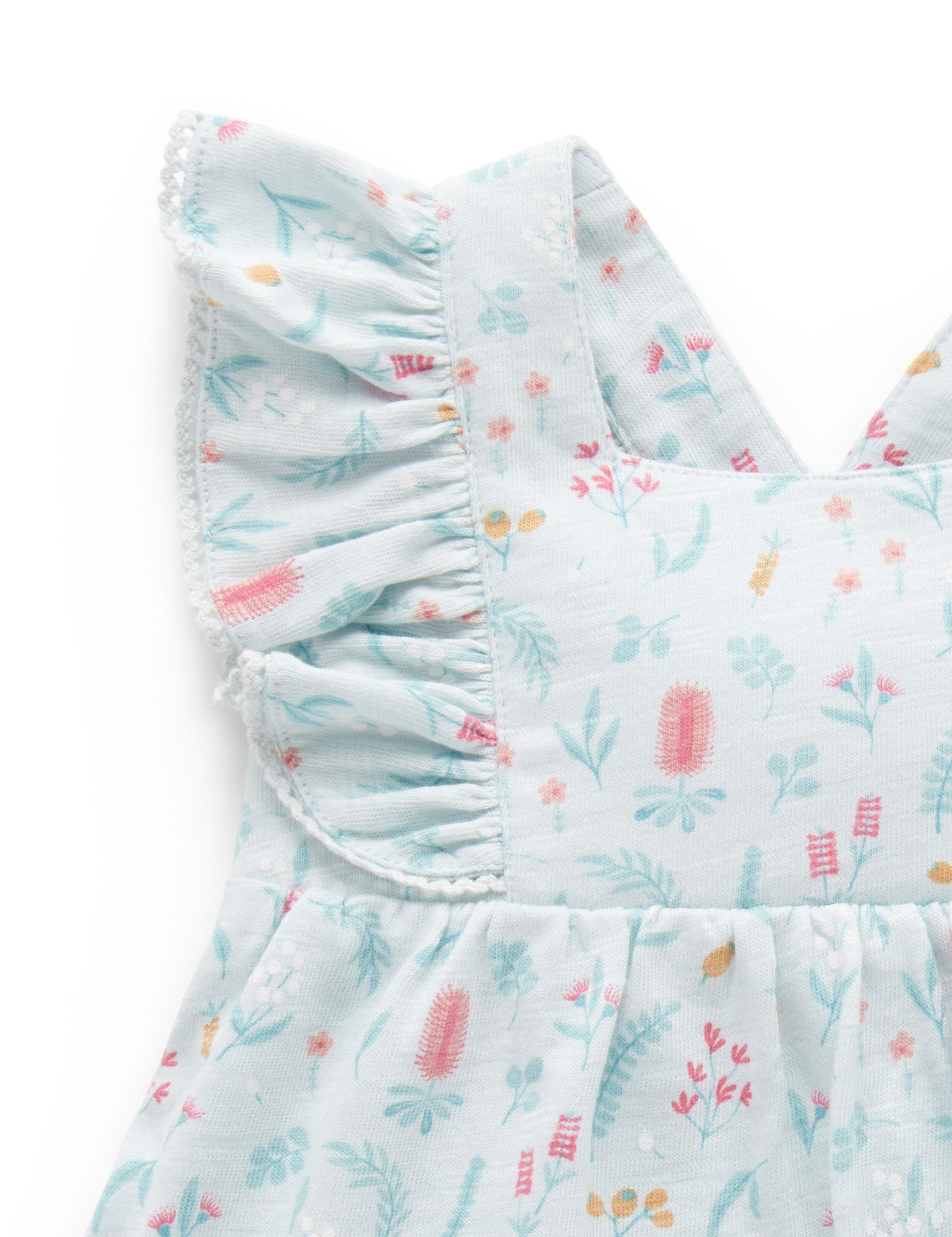 Festive Ruffle Dress - Bottle Brush Print