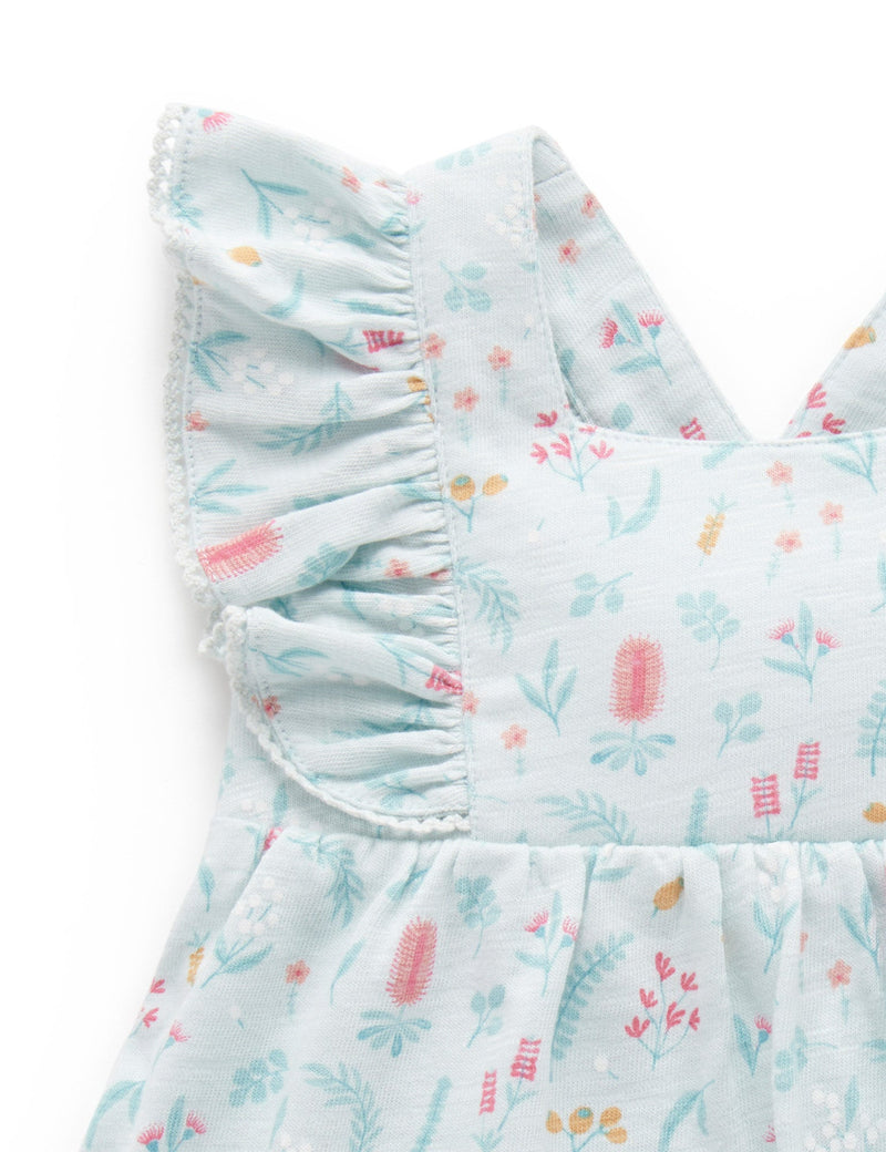 Festive Ruffle Dress - Bottle Brush Print