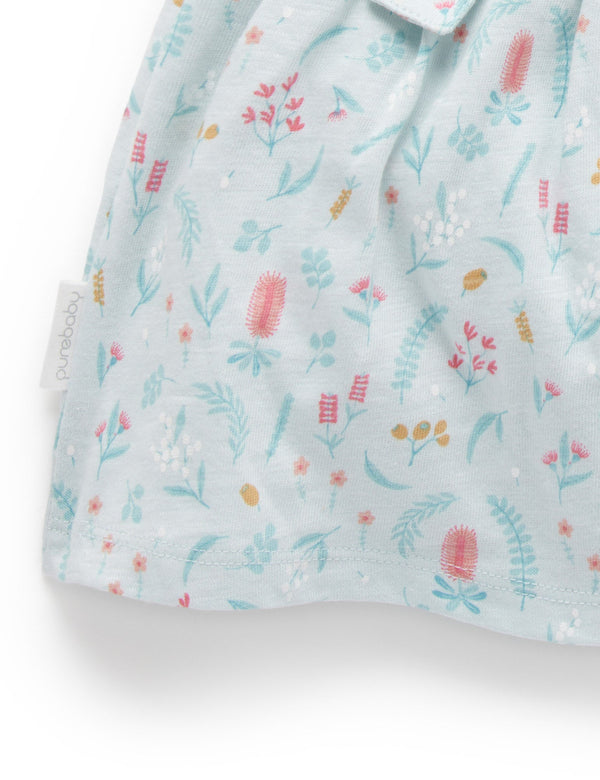 Festive Ruffle Dress - Bottle Brush Print