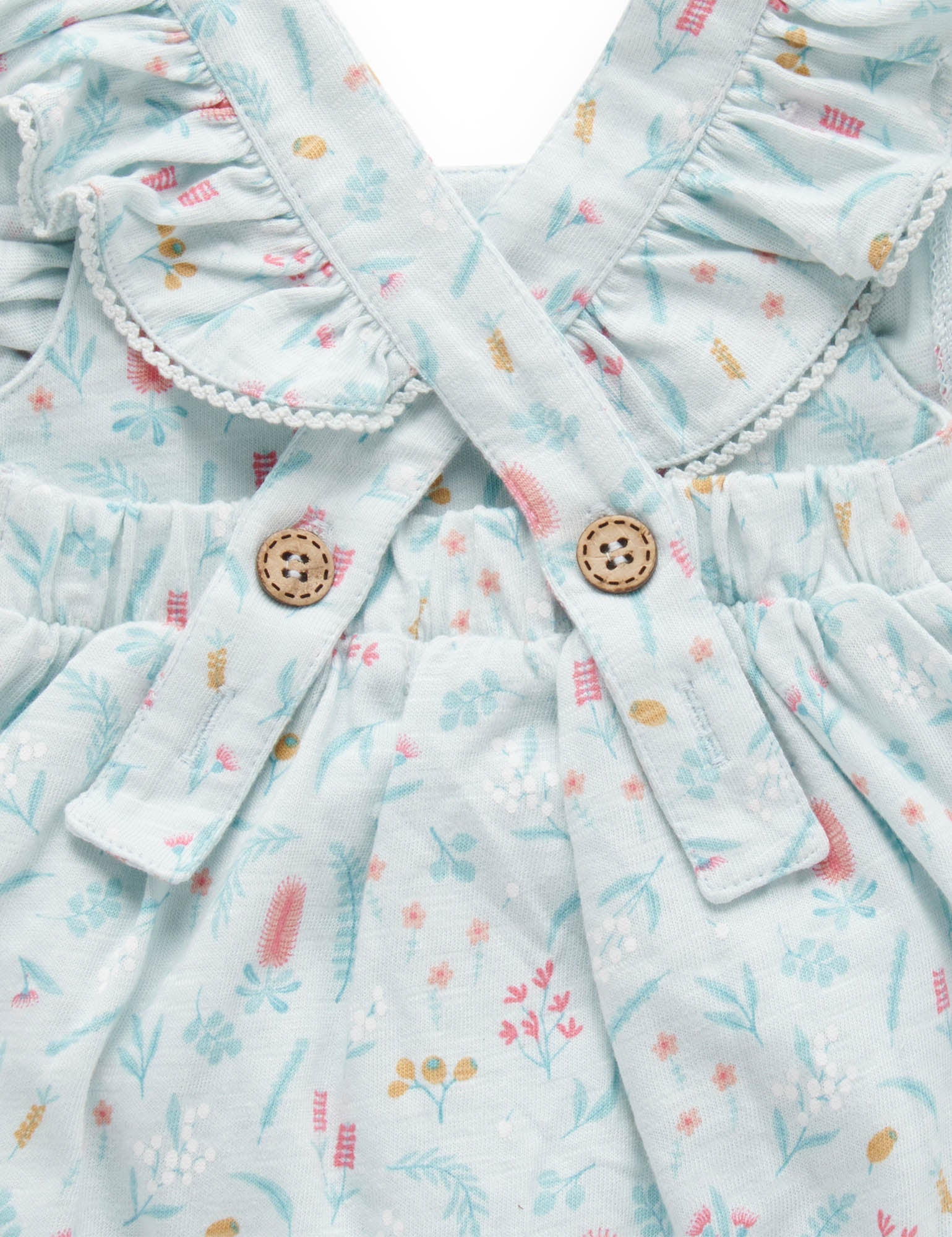 Festive Ruffle Dress - Bottle Brush Print