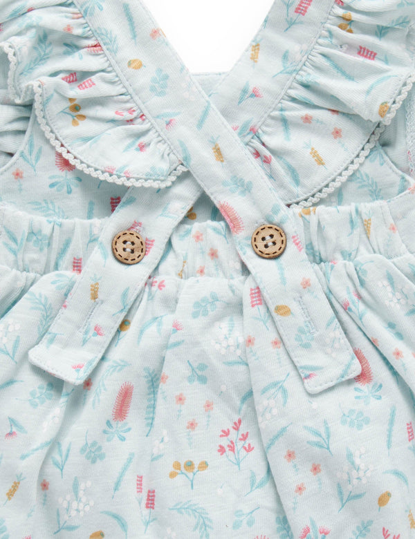 Festive Ruffle Dress - Bottle Brush Print