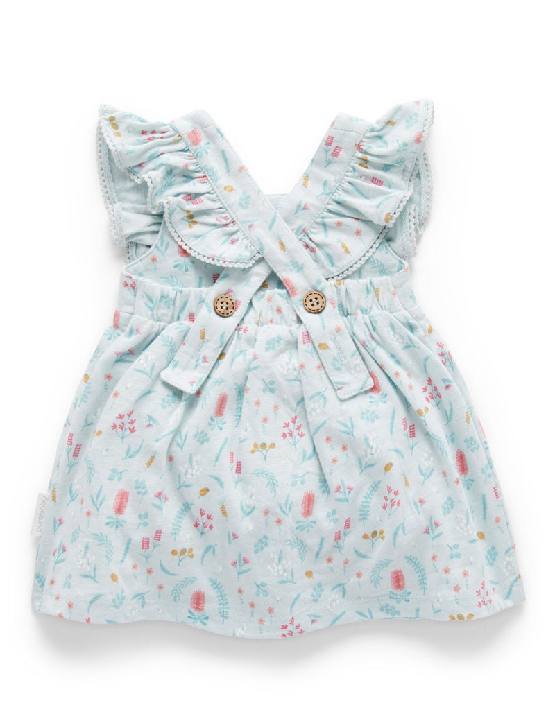 Festive Ruffle Dress - Bottle Brush Print