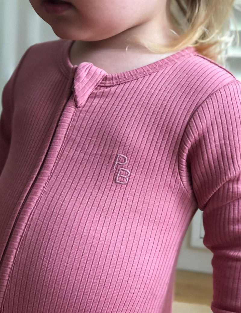 Rib Zip Growsuit - Crab Apple