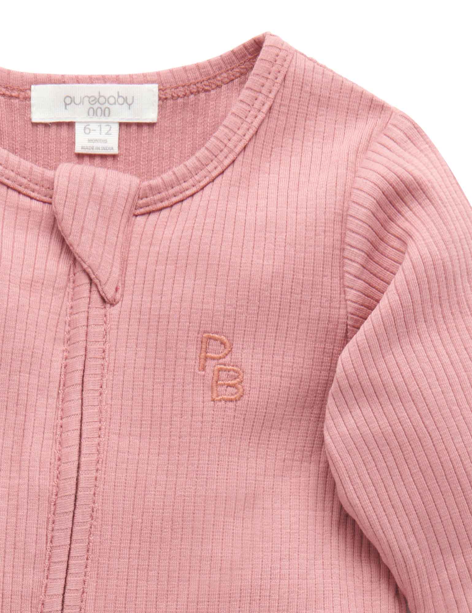 Rib Zip Growsuit - Crab Apple