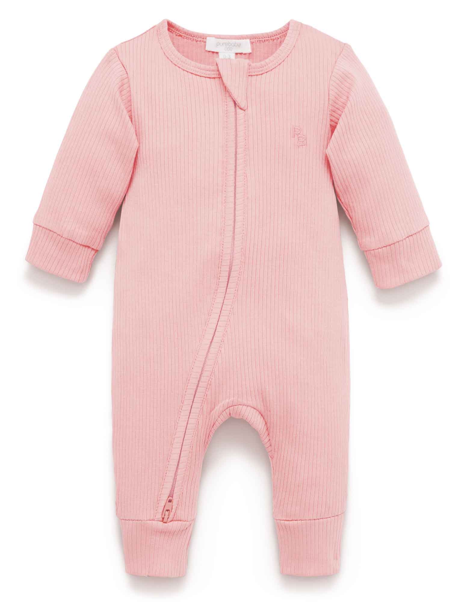 Rib Zip Growsuit - Dusty Rose