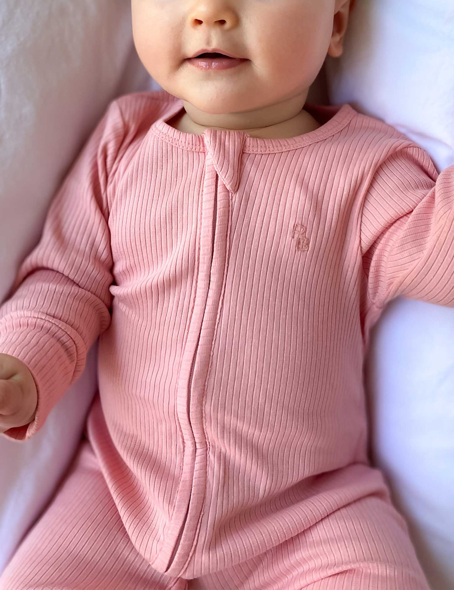 Rib Zip Growsuit - Dusty Rose