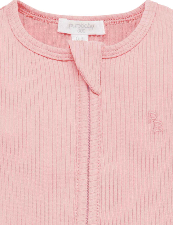 Rib Zip Growsuit - Dusty Rose