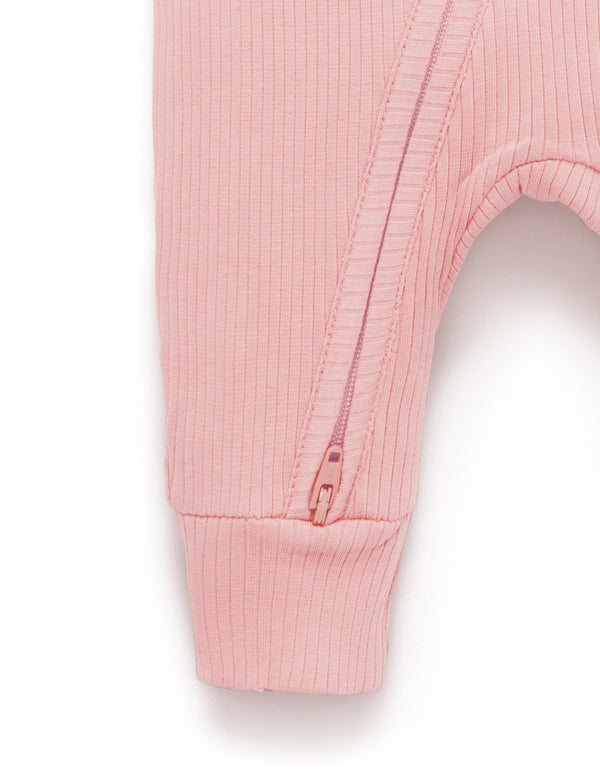 Rib Zip Growsuit - Dusty Rose