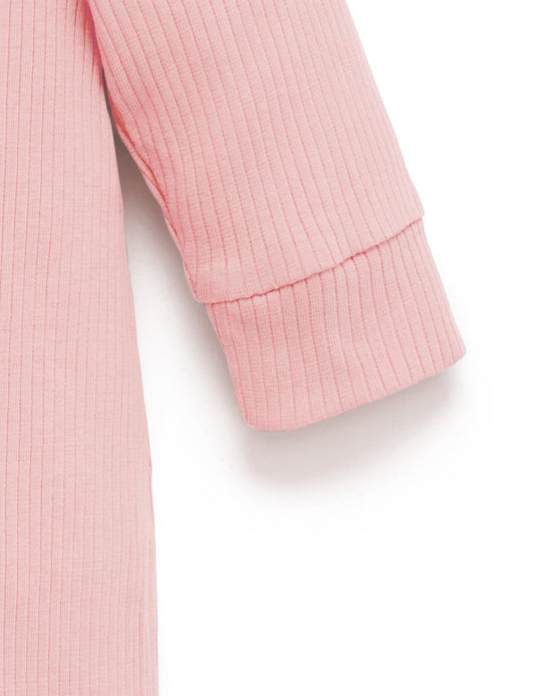 Rib Zip Growsuit - Dusty Rose