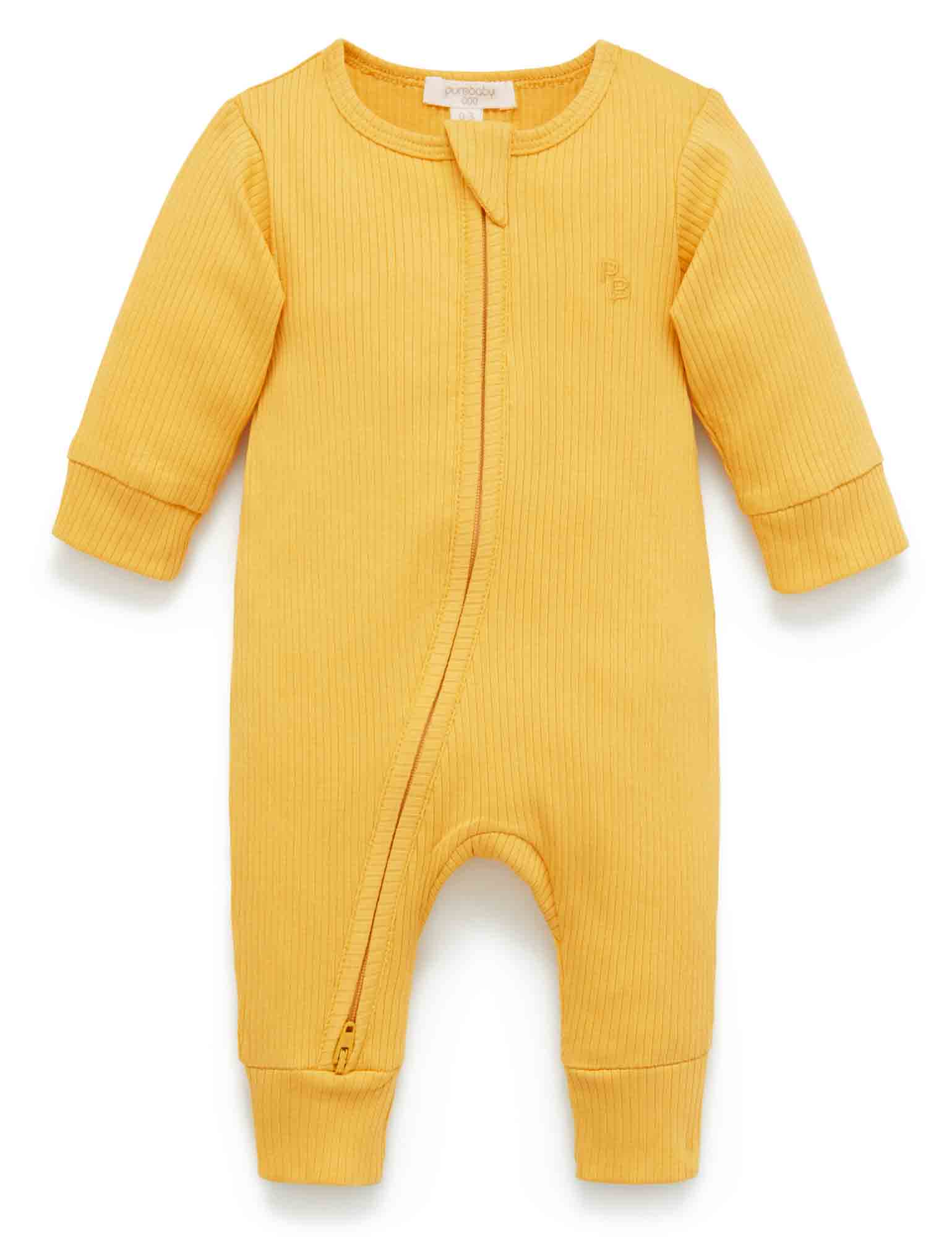 Rib Zip Growsuit - Golden