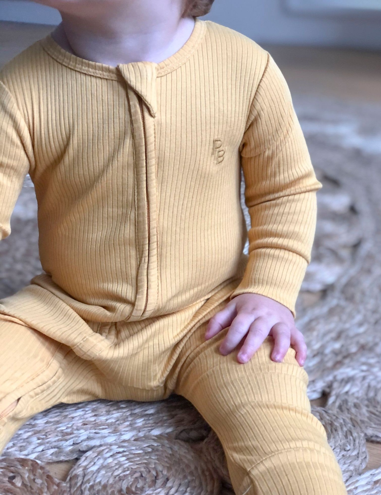 Rib Zip Growsuit - Golden
