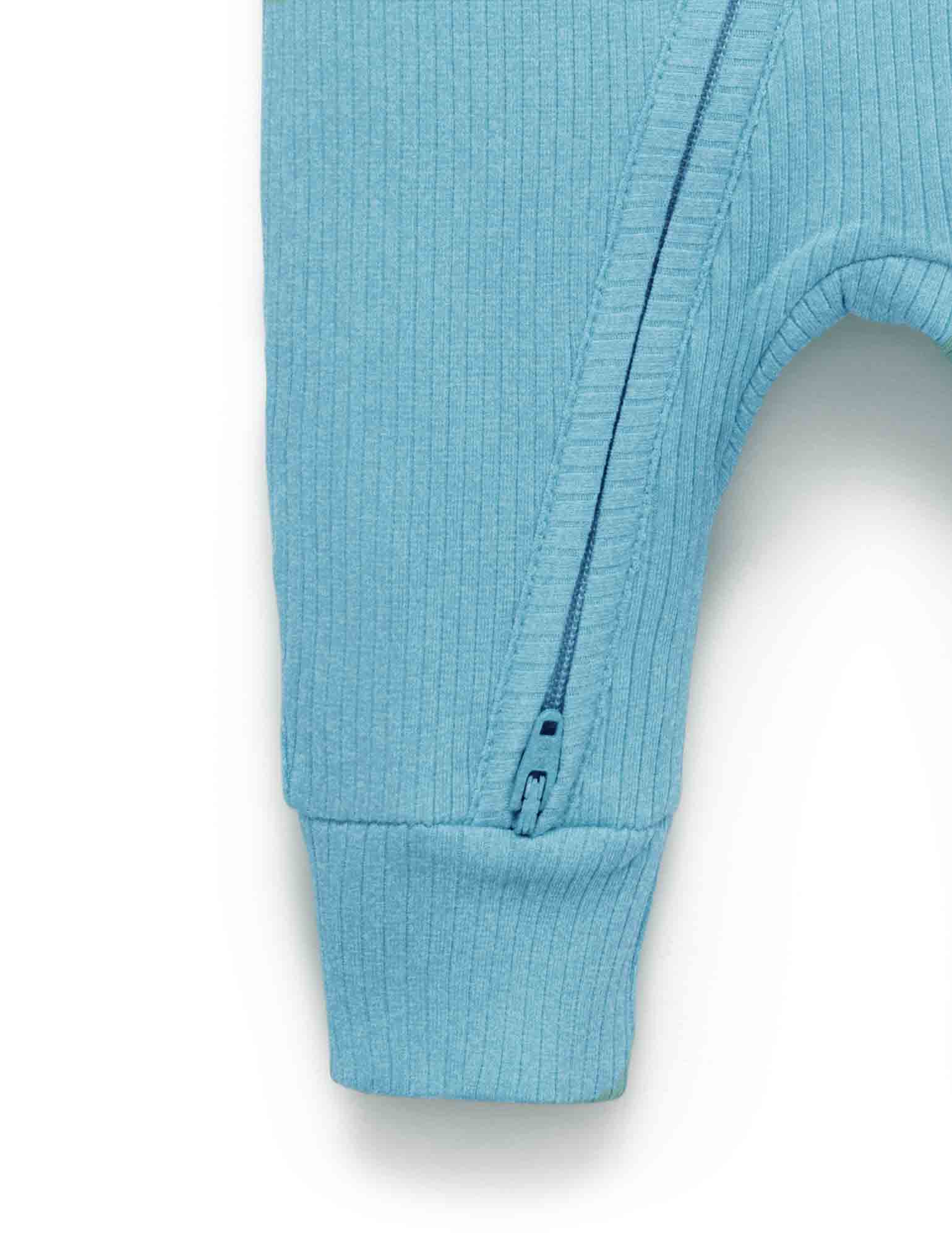Rib Zip Growsuit - Lake Melange