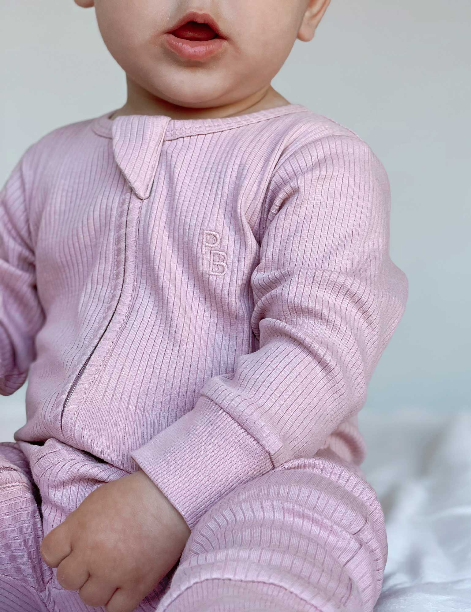 Rib Zip Growsuit - Lavender