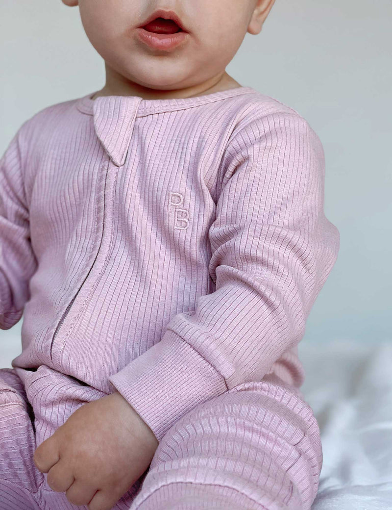 Rib Zip Growsuit - Lavender