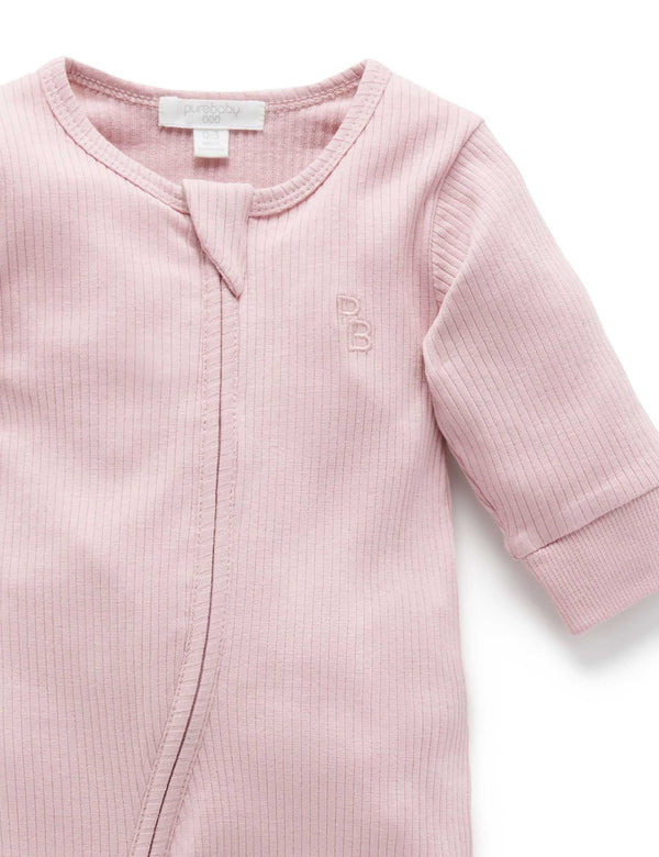 Rib Zip Growsuit - Lavender