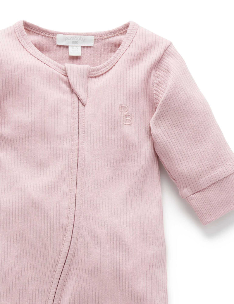 Rib Zip Growsuit - Lavender