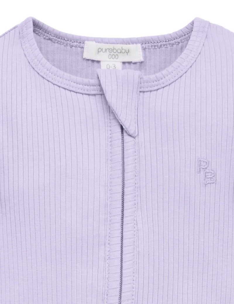 Rib Zip Growsuit - Lilac