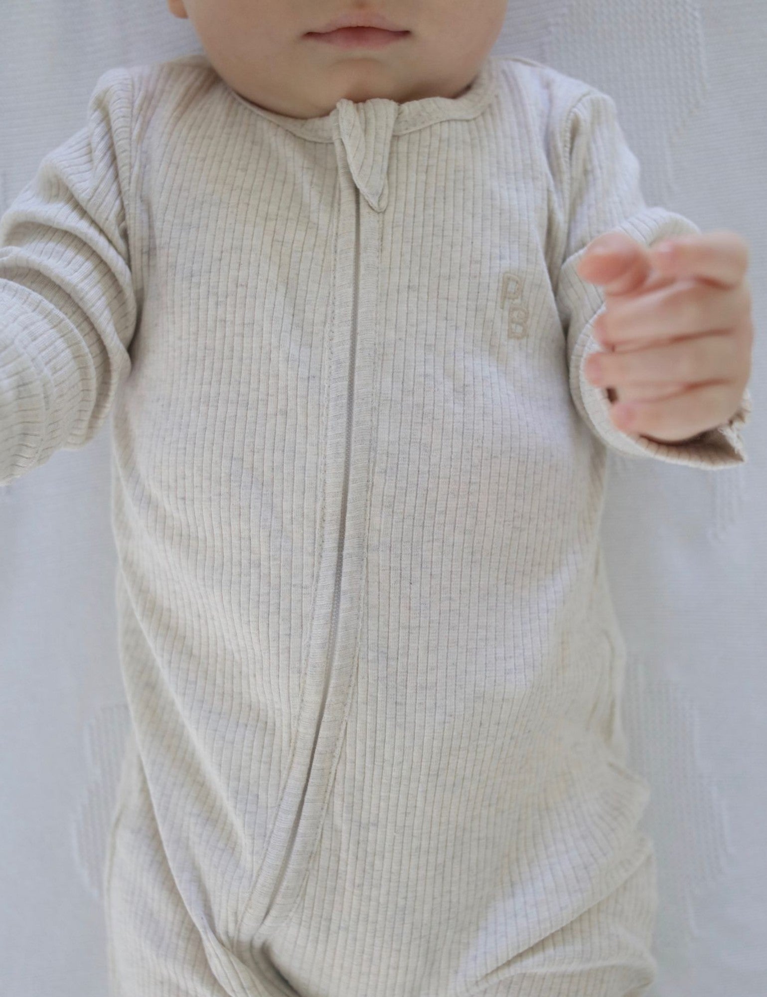 Rib Zip Growsuit - Wheat melange