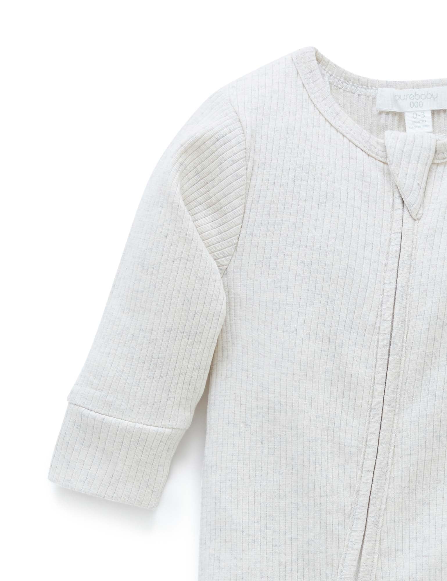 Rib Zip Growsuit - Wheat melange
