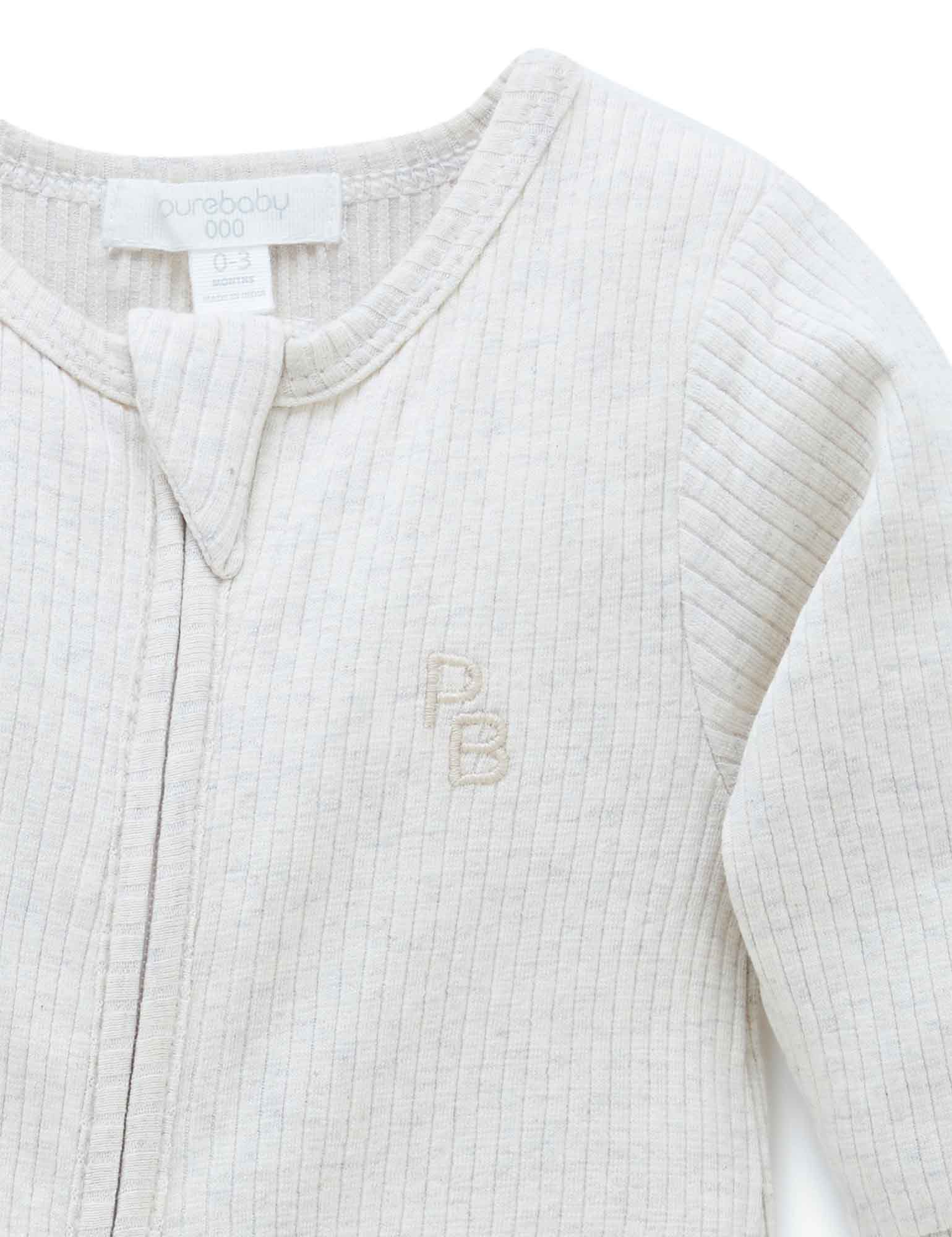 Rib Zip Growsuit - Wheat melange