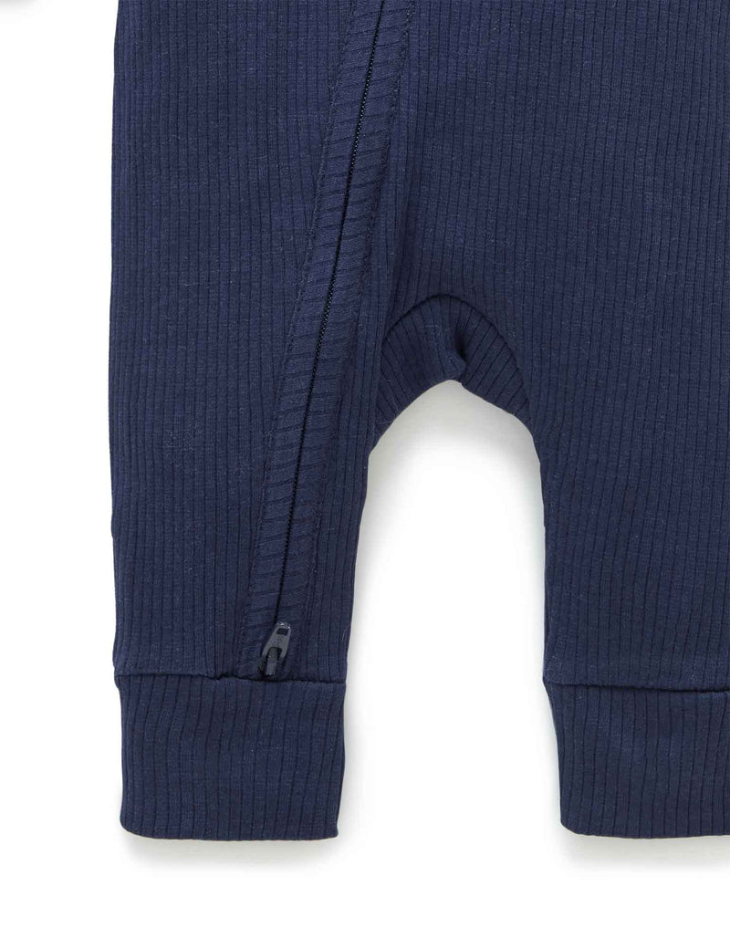 Rib Zip Growsuit - Winter Navy
