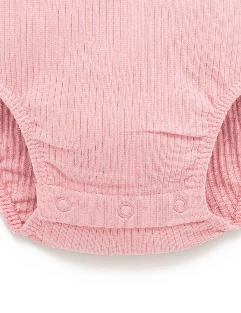 Rib L/Slv Henley Bodysuit - Dusty Rose