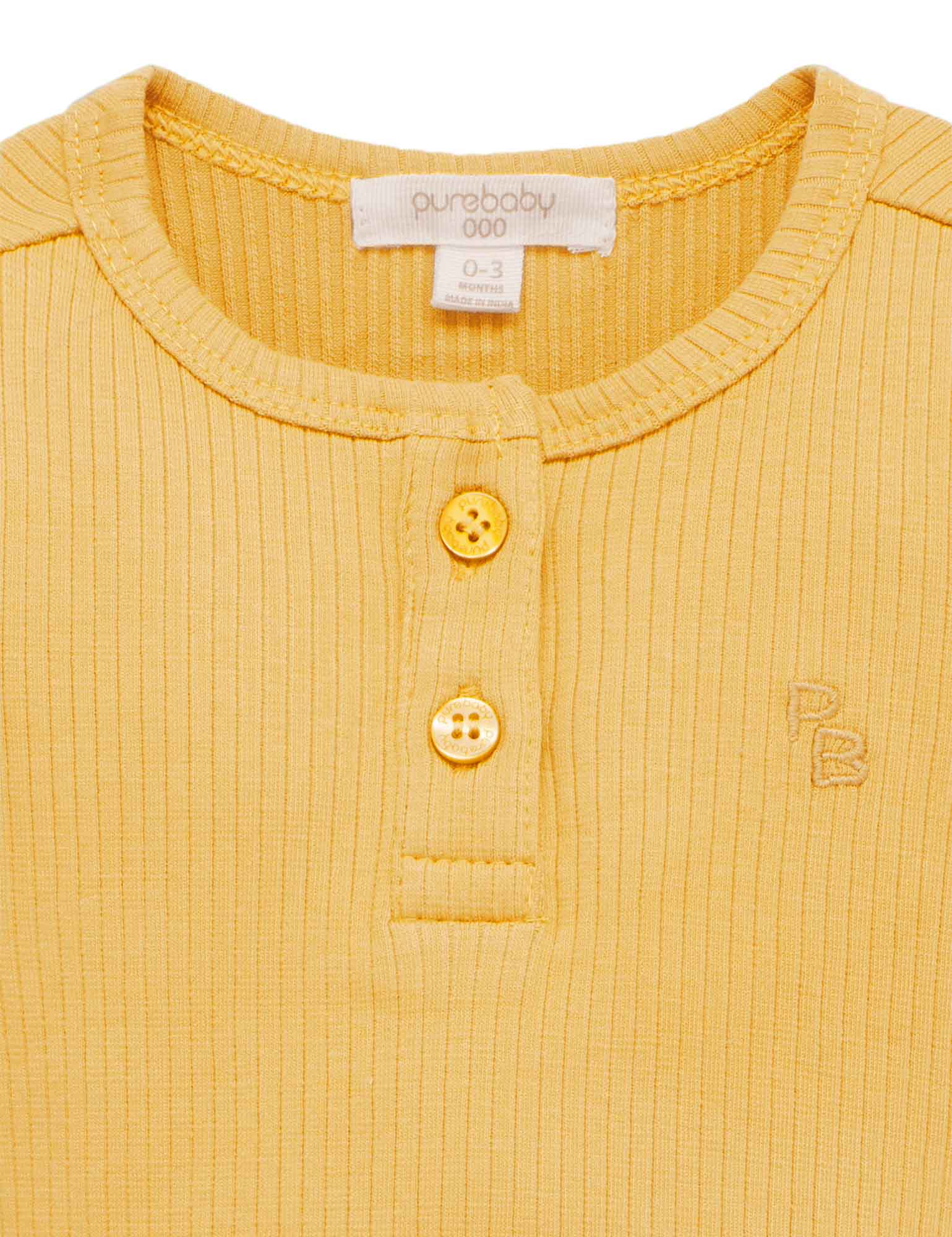Rib L/Slv Henley Bodysuit - Golden