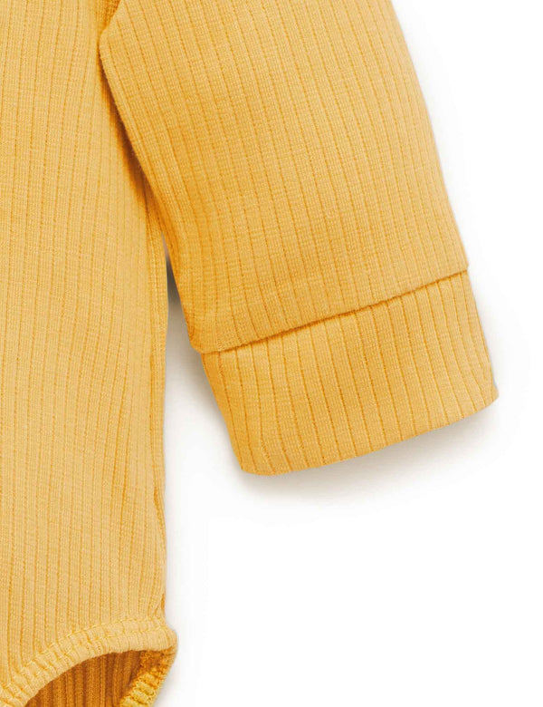 Rib L/Slv Henley Bodysuit - Golden