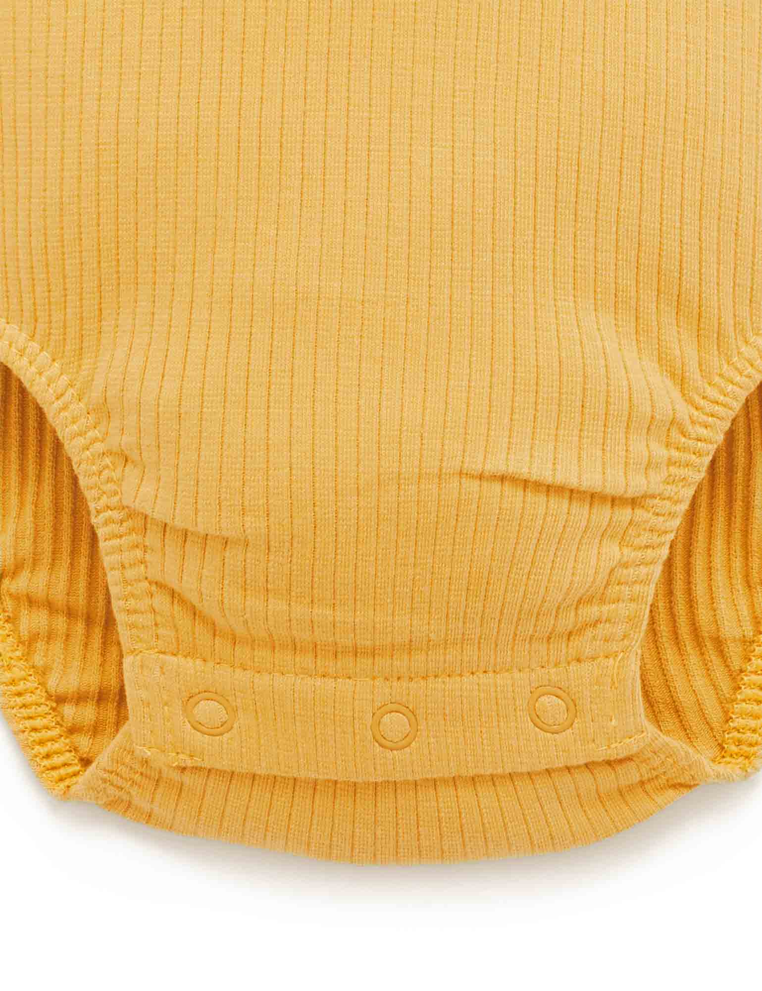 Rib L/Slv Henley Bodysuit - Golden