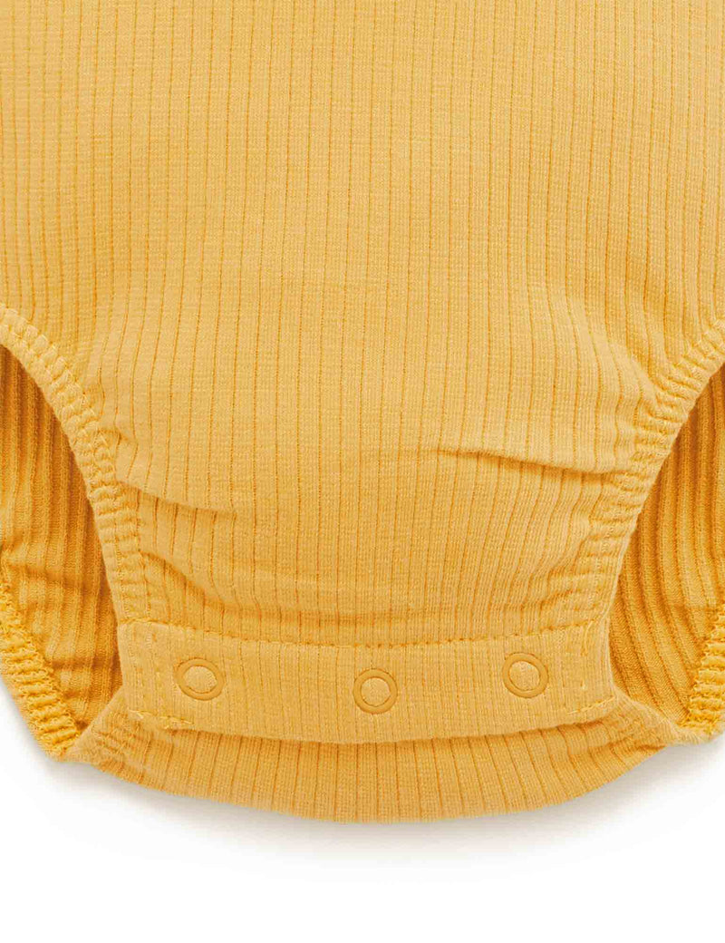 Rib L/Slv Henley Bodysuit - Golden