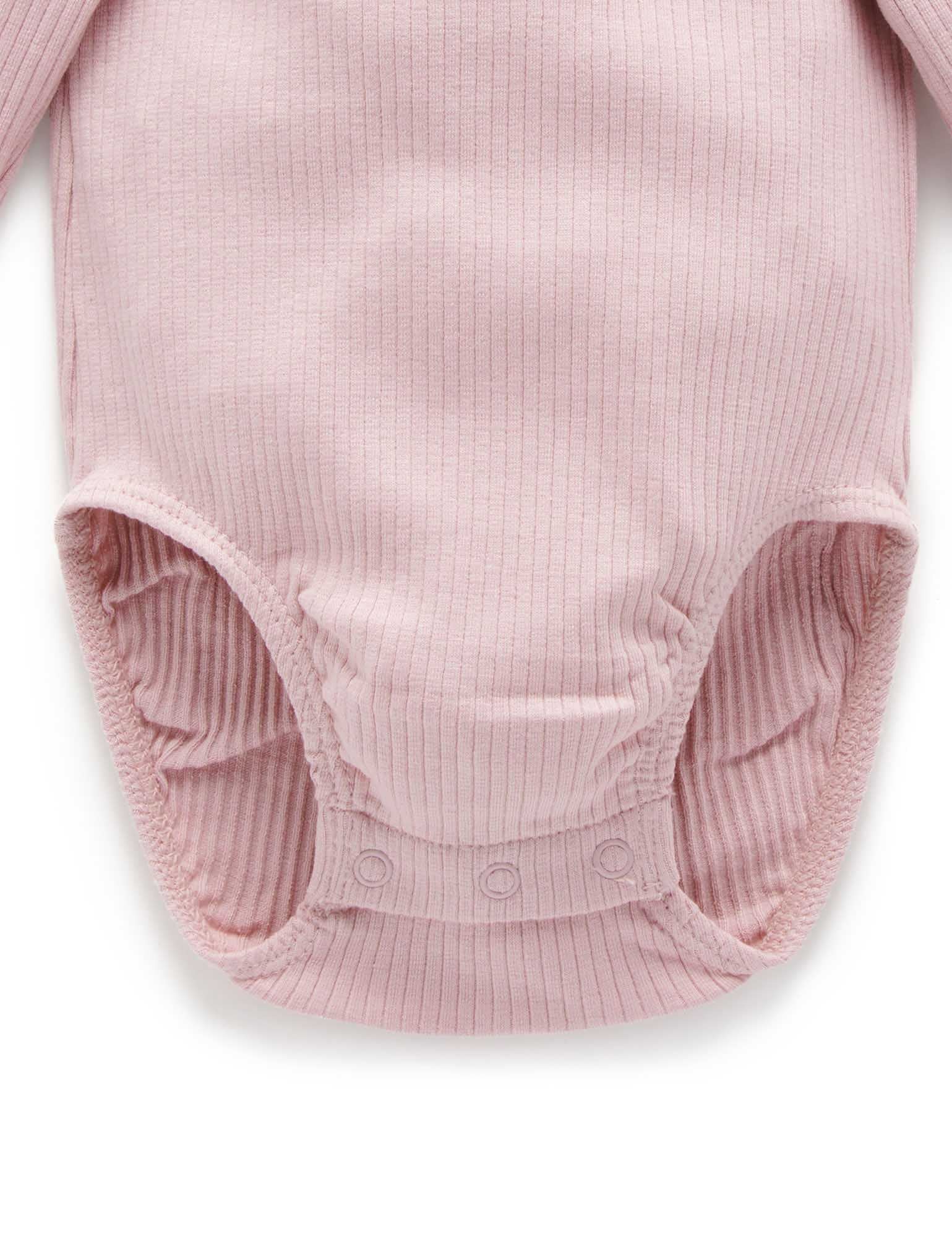 Rib L/Slv Henley Bodysuit - Lavender