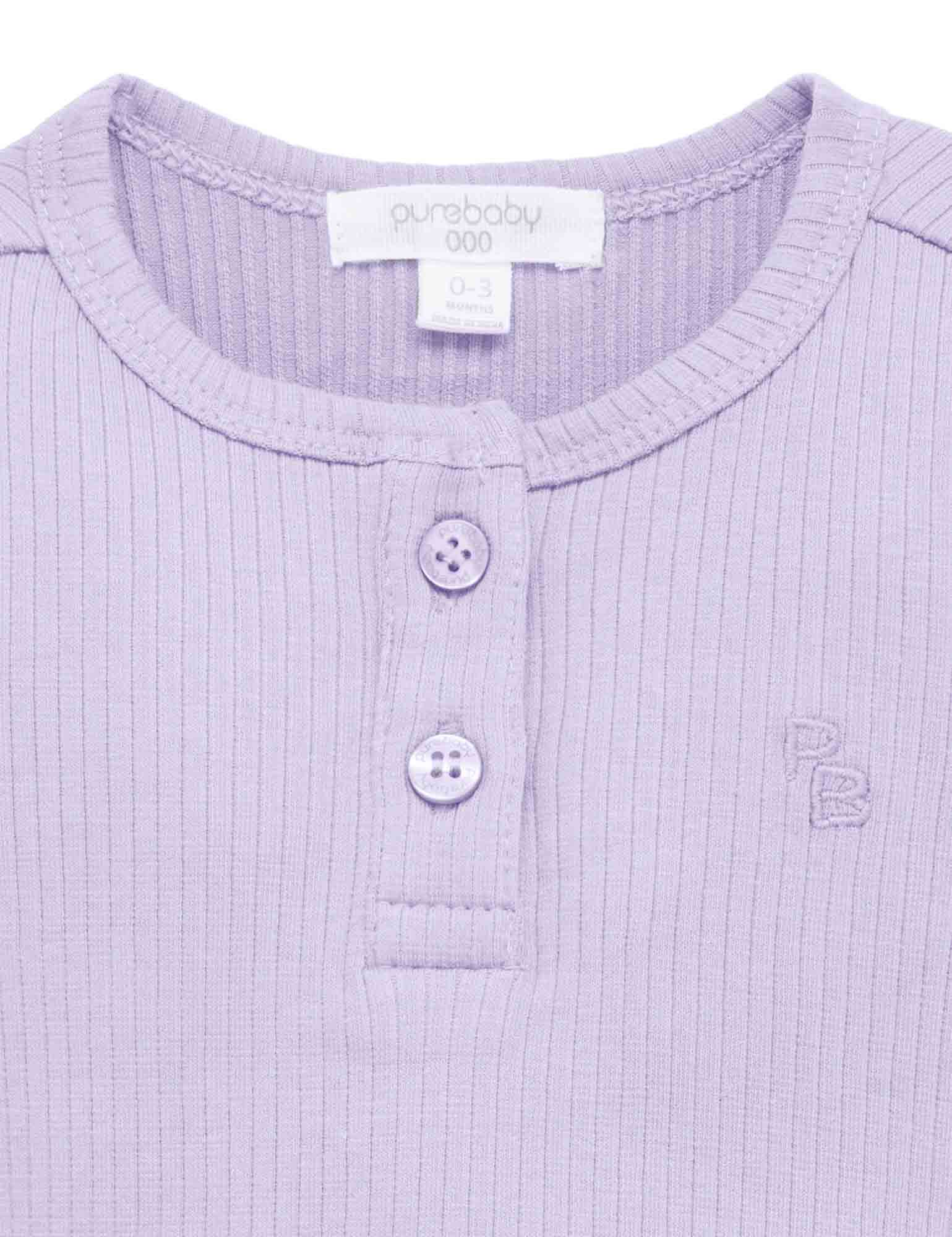 Rib L/Slv Henley Bodysuit - Lilac