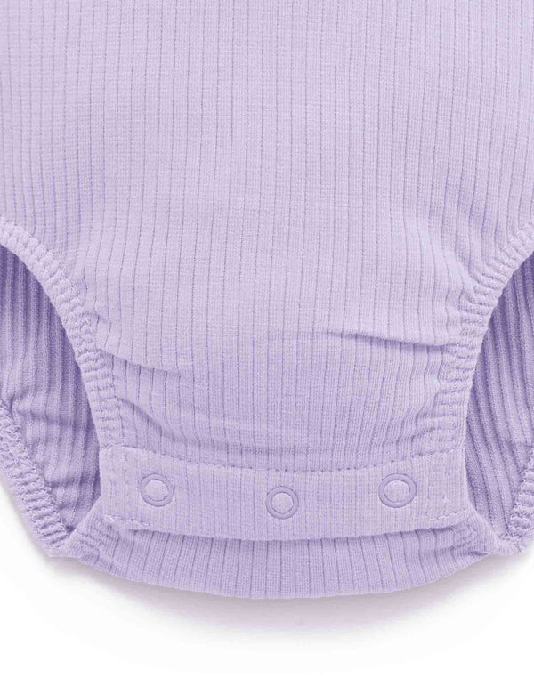Rib L/Slv Henley Bodysuit - Lilac
