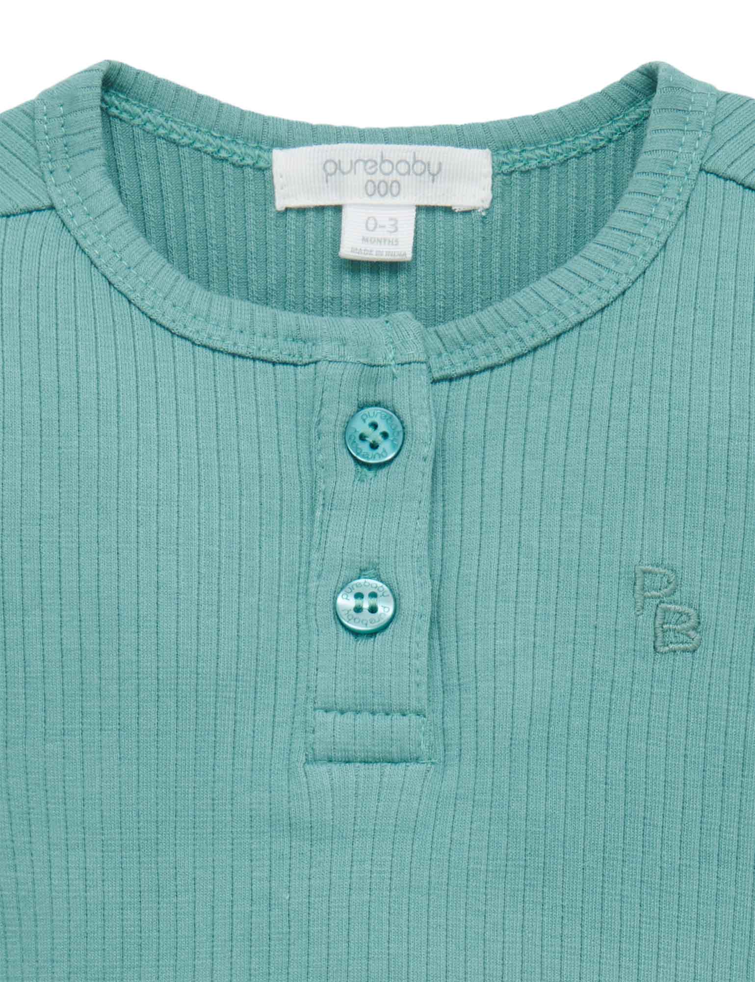 Rib L/Slv Henley Bodysuit - Moss Green