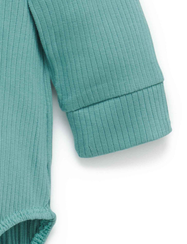 Rib L/Slv Henley Bodysuit - Moss Green