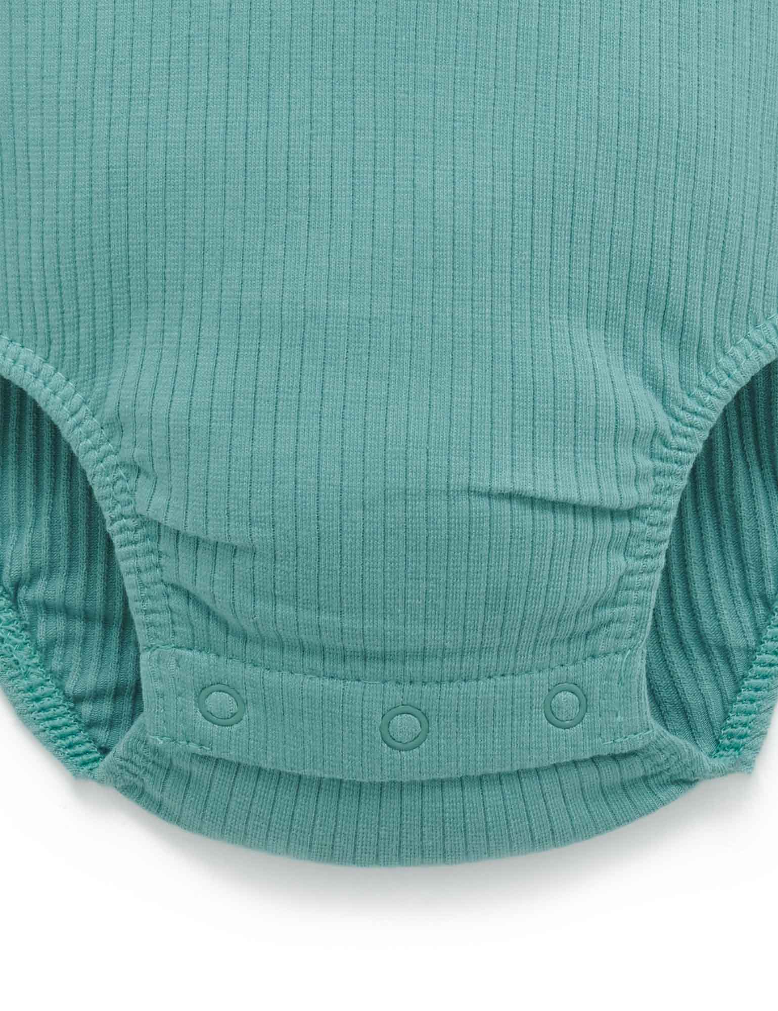 Rib L/Slv Henley Bodysuit - Moss Green