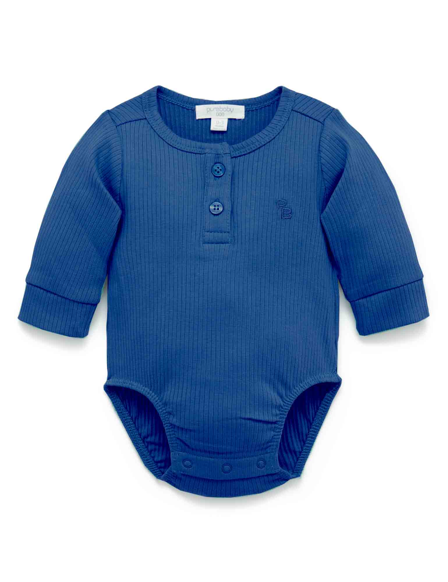 Rib L/Slv Henley Bodysuit - Waterfall