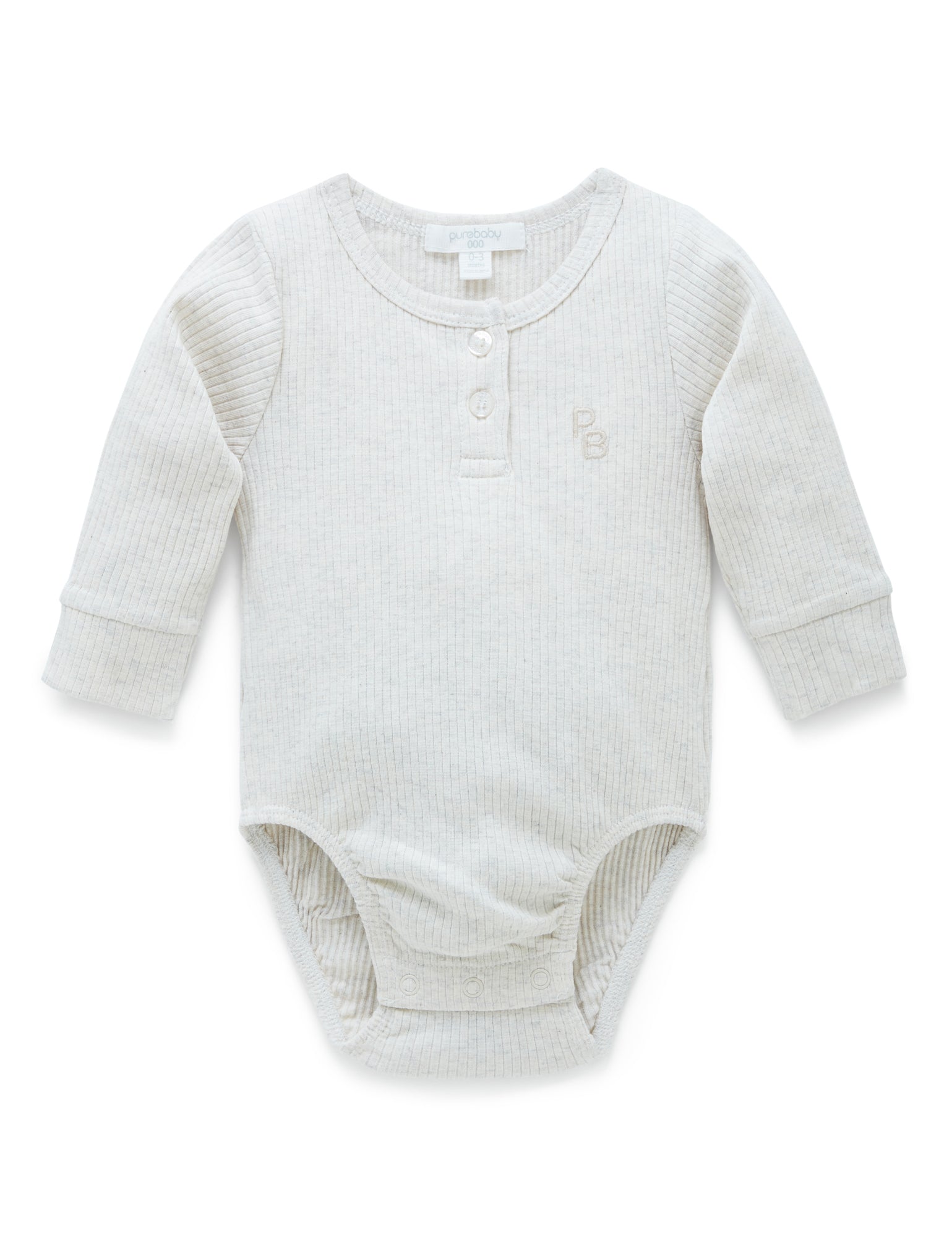 Rib L/Slv Henley Bodysuit - Wheat melange