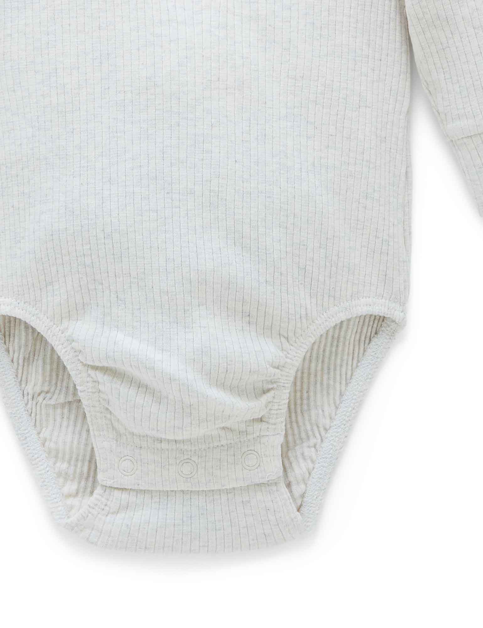 Rib L/Slv Henley Bodysuit - Wheat melange