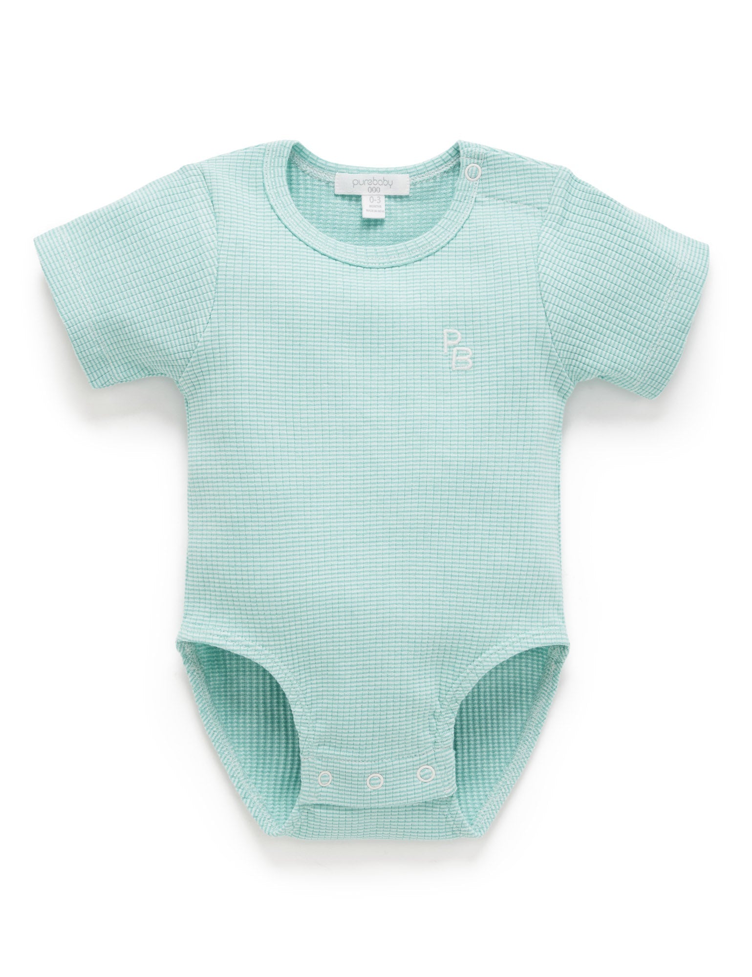 Rib S/Slv Bodysuit - Aquamarine Stripe