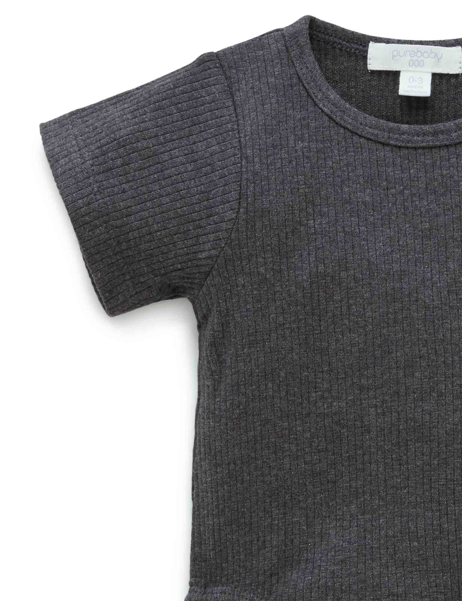 Rib S/Slv Bodysuit - Charcoal Melange