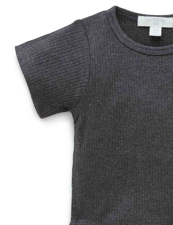 Rib S/Slv Bodysuit - Charcoal Melange