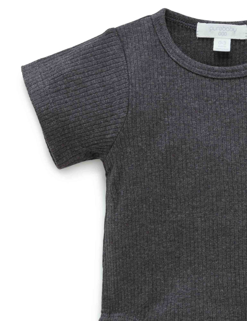 Rib S/Slv Bodysuit - Charcoal Melange