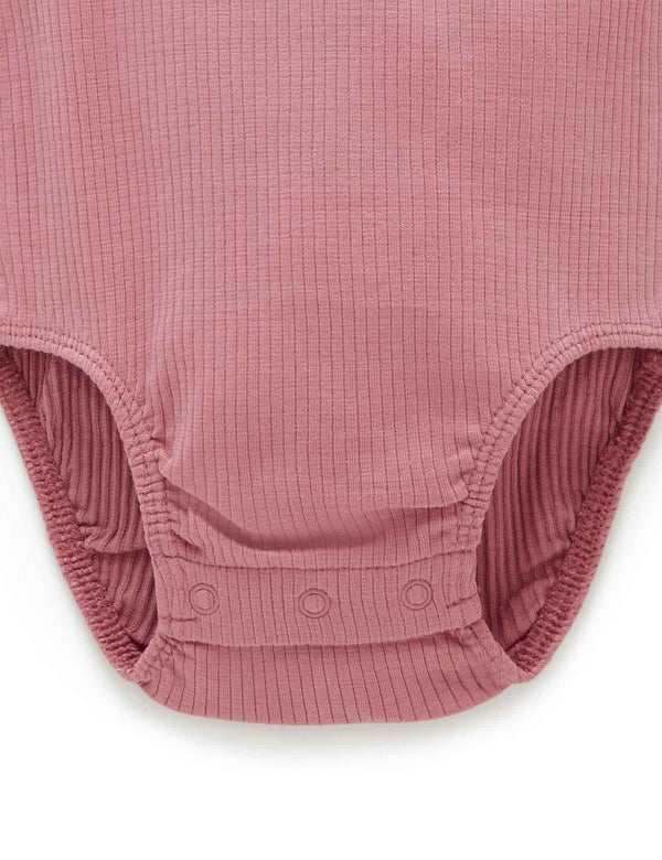Rib S/Slv Bodysuit - Crab Apple