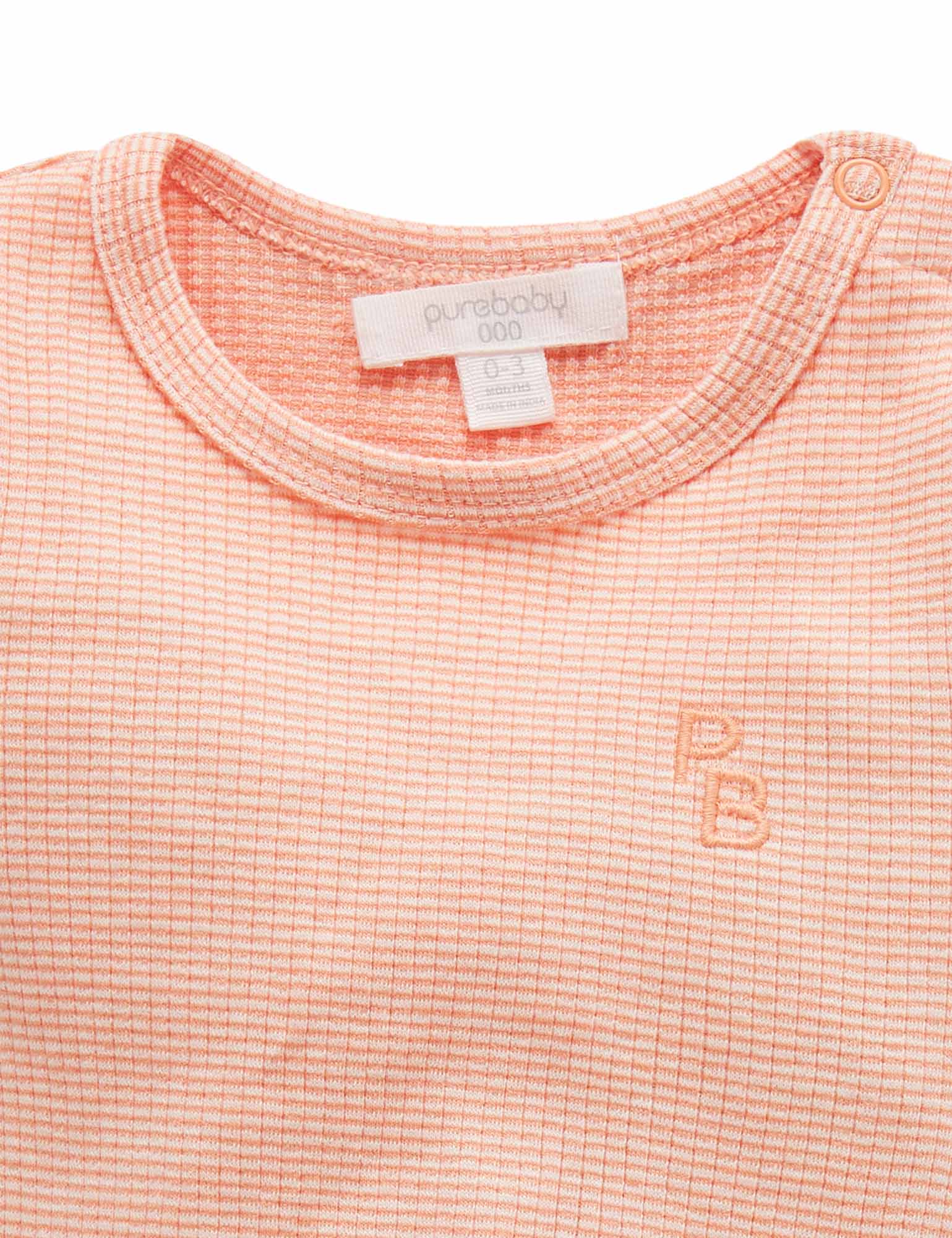 Rib S/Slv Bodysuit - Orange Stripe