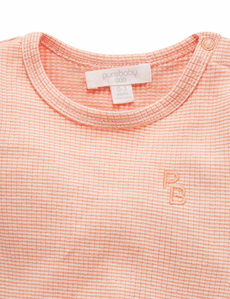 Rib S/Slv Bodysuit - Orange Stripe